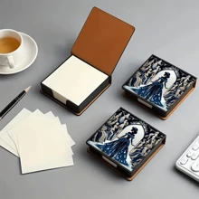 Scatola di notes adesivi con motivo artistico, senza cristalli, blocchetti memo autoadesivi con 160 pagine firmate, adatto per conservare note e decorare la scrivania