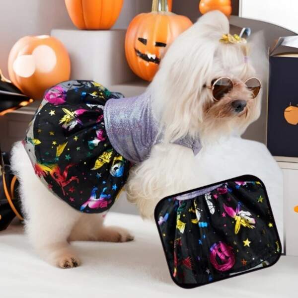 Vestiti per animali domestici serie Ognissanti luccicante, abbigliamento con decorazioni laser, da indossare per feste e occasioni speciali, carini per animali domestici