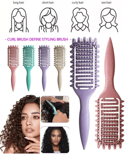 فرشاة تحديد تجعد الشعر، فرشاة تجعيد جديدة لعام 2025 لتصفيف الشعر المجعد، مشط لتشكيل وتحديد التجعيد للنساء والرجال مع حد أدنى من السحب وفصل التجعيدات