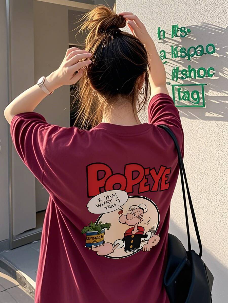 Áo thun trắng tay ngắn dáng lửng, kiểu dáng thời trang, thích hợp mặc thường ngày mùa hè. - Màu Đỏ Sâu - Xem 1