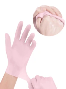 1Pair Moisturizing Hand Gloves, For Dry Cracked Skin Softening Exfoliating Feet Hand Care Tools, Soft Silicone Gel, Skin Repairing, Reusable, Suitable For Hand Care, Beige/Pink,Hand Care,Gift,Care Tools, Soft Silicone Gloves, Gel Spa Moisturizing Gloves, Aloe Vera Lotion Gloves For Repairing Dry, One Size Fits All, Ideal For Home Hydration, Moisturizing Hand Gloves,Gift For My Mother,Mother's Day,Travel Accessories - Jelly Powder - View 4