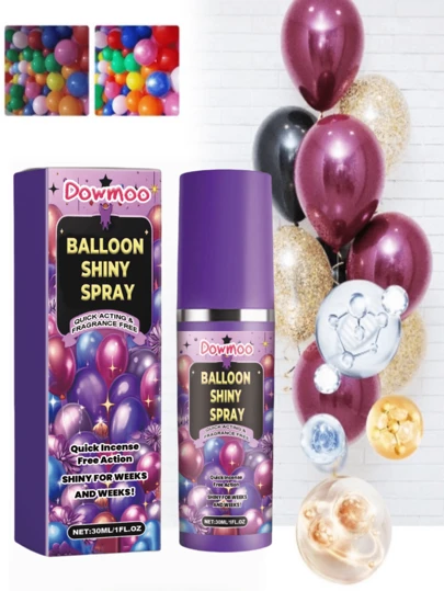 DOWMOO Spray brillante para globos - Spray de brillo para la superficie de los globos, spray brillante antioxidante de larga duración. Puede mejorar eficazmente el brillo de la superficie del globo, haciendo que el globo sea talla grande deslumbrante. El mejor regalo para familiares y amigos.