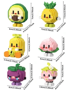 Set de 4213 piezas de bloques de construcción de frutas encantadoras - Aguacate, Sandía, Melocotón, Durian, Cereza, Kiwi, Fresa, Arándano, Rambután, Mangostán, Naranja, Plátano; Bloques de construcción educativos creativos de comida realista para decoración del hogar, regalo de cumpleaños
