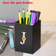 Praktischer acrylischer Stifthalter, Stiftbecher, minimalistischer Stiftehalter mit Namensschrift-Muster, multifunktionaler Schreibtischorganizer, Make-up Pinsel Aufbewahrung, stabile Bürozubehör, modernes Design, Studiendekoration