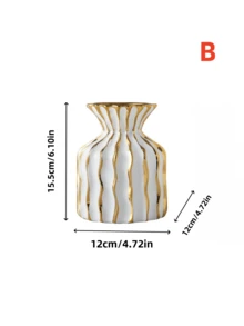 1 Peça Vaso Cerâmico com Design Sem Pescoço, Cor Platinada Listrada, Estilo Fresco Pequeno para Arranjo de Flores, Adequado para Sala de Estar, Entrada, Varanda, Ornamentos de Diversas Cenas