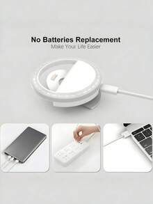 1 件 USB 可充电自拍环形灯 LED，带 3 种亮度模式，包含 USB 充电线，用于增强自拍、夜间摄影、便携式直播补光灯、夹式自拍灯、便携式摄影美颜灯环，适用于暑假、旅行、办公桌、户外活动、三脚架直播、创意摄影手机配件、手机镜头、学校用品、返校 - 彩色 - 查看 8