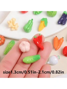 10pcs/30pcs/50pcs Mini Fruit & Vegetable Resin Decor, Pumpkin, Corn, Chili Pepper, Peanut, Ginger Resin Small Models, Tabletop Decoration, Miniature Food Toys, Photography Props, Small Landscape Accents, Home Gifts, Party Favors