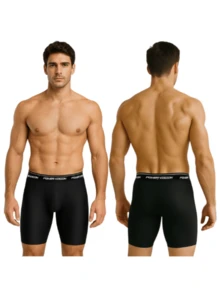 Kit 10 Cycling Boxer Briefs Long Leg Adult Microfiber Men's Cute & Fun Basic Sporty Casual - Multicolor - View 2