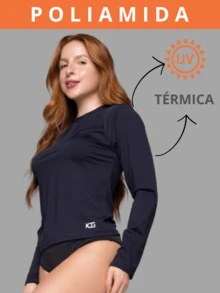 Women's Polyamide Thermal Shirt UV+50 Sun Protection Long Sleeve Second Skin Shirt Winter And Summer - màu đen - Xem 6