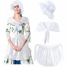1 Set weiße kurze Schürze mit Rüschen, Schal und Hut, 3 Teile geeignet für Küche, Bad, Zuhause, Heimzubehör