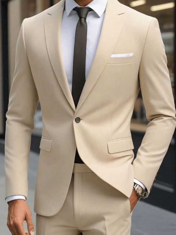Men's Casual Blazer Jacket, Fitted With Buttons And Pockets, Versatile For Spring And Autumn