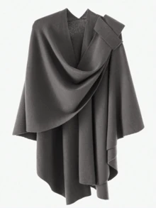 1 件女士优雅不对称双面可调节扣软针织“斗篷”披肩，多功能办公/旅行配件，春/秋/冬 - 彩色 - 查看 16