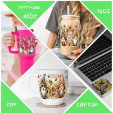 XRTHGS XRTHGS 4PCS/SET UV DTF Cup Wraps Bee Gnome Style Self-Adhesive Sticker For Coffee Cups, Water Bottles, Home Decor, Laptops And Refrigerator DIY Crafts(Glass Not Included), School Supplies,Back To School