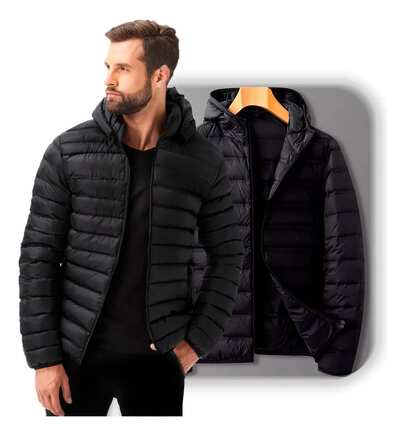 Jaqueta Puffer Bobojaco Corta Vento Nylon Frio Reforçada Capuz Removivel