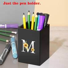 Praktischer acrylischer Stifthalter, Stiftbecher, minimalistischer Stiftehalter mit Namensschrift-Muster, multifunktionaler Schreibtischorganizer, Make-up Pinsel Aufbewahrung, stabile Bürozubehör, modernes Design, Studiendekoration
