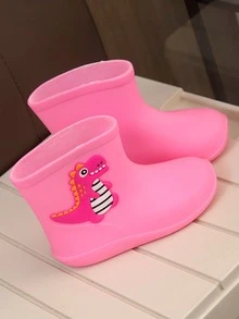 儿童鞋儿童卡通雨靴时尚橡胶儿童雨靴防水高帮雨鞋防水涉水鞋 - 粉色 - 查看 5