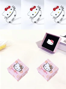 Sanrio 1pc Sanrio Hello Kitty Deluxe Jewelry Storage Gift Box. Sua aparência é requintada e pode ser usada para embrulhar colares, anéis, brincos e acessórios. É adequado para festas, festivais, cenários de propostas e é um excelente presente para amigos, exalando charme e uma vibração.