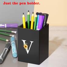 Praktischer acrylischer Stifthalter, Stiftbecher, minimalistischer Stiftehalter mit Namensschrift-Muster, multifunktionaler Schreibtischorganizer, Make-up Pinsel Aufbewahrung, stabile Bürozubehör, modernes Design, Studiendekoration