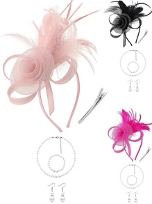 1Pc Fascinator Hat Headpieces Feather Tea Party Hat For Women Horse Racing Kentucky Derby Hat For Women&Girls