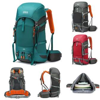 ROYAL MOUNTAIN ROYAL MOUNTAIN 48L Outdoor Suspension Breathable Hiking Bag Large Capacity Multi-Storage Storage Bottom Shoe Bin With Dust Rain Cover Side Waist Shock Pocket Waist Buckle Multi-Color Optional Gift Ideal For Men And Women