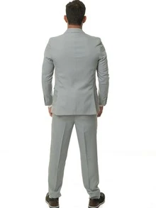 Men's Formal Suit Microfiber Gabardine Premium Promotion - Light Grey - View 4