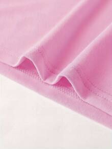 Baseball Sister I'm Just Here For Snack Fun Baseball T-Shirt Boys And Girls, Soft Fabric, Breathable Short Sleeve T-Shirt - 粉色 - 查看 3