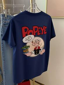 Short Sleeve Mid-Length T-Shirt For Women, Fashionable White Basewear Top Casual Summer - Navy - View 3