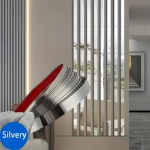 3 Meters Shiny Silver Stainless Steel Self-Adhesive Waterproof & Mildew Proof Decorative Trim For Indoor Wall Background