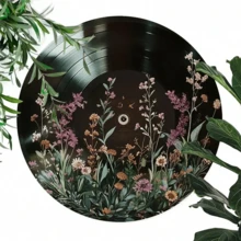 1 件鲜艳的野花乙烯基唱片墙饰 - 易于悬挂，适合餐厅和露台，室内/室外使用，很棒的礼物，直径 20 厘米，花园装饰，非常适合房间装饰 - 彩色 - 查看 5