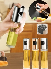 1 Piece Press-Type Glass Oil Bottle, Kitchen And Home Sprayer, Grill Oil Spray Bottle