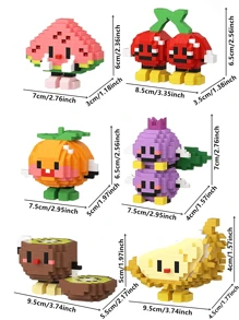 Set de 4213 piezas de bloques de construcción de frutas encantadoras - Aguacate, Sandía, Melocotón, Durian, Cereza, Kiwi, Fresa, Arándano, Rambután, Mangostán, Naranja, Plátano; Bloques de construcción educativos creativos de comida realista para decoración del hogar, regalo de cumpleaños
