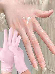 1Pair Moisturizing Hand Gloves, For Dry Cracked Skin Softening Exfoliating Feet Hand Care Tools, Soft Silicone Gel, Skin Repairing, Reusable, Suitable For Hand Care, Beige/Pink,Hand Care,Gift,Care Tools, Soft Silicone Gloves, Gel Spa Moisturizing Gloves, Aloe Vera Lotion Gloves For Repairing Dry, One Size Fits All, Ideal For Home Hydration, Moisturizing Hand Gloves,Gift For My Mother,Mother's Day,Travel Accessories - Jelly Powder - View 5