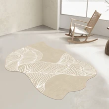 1 pieza Alfombra de área de felpa con estilo japonés asimétrico, suave y amigable con la piel para andar descalzo, patrón de líneas simples, estilo minimalista, adecuado para sala de estar, dormitorio, para cubrir toda la casa, cálido y acogedor, recomendado por bloggers de INS, lavable a máquina, piel sintética, el corte a medida puede tener una tolerancia de 1-8 cm