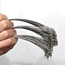 60 件/套 15/20/30 厘米银勺形诱饵前导线，不锈钢耐磨防咬线，海钓鱼竿线，钓鱼连接扣