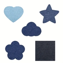 New Irregular Denim Ironing Patch,5 Colors (Blue) Clothing Patches,Heart,Square,Star,Flower And Cloud Patterns,Used For Repairing Clothes And Clothing Decoration,Strong Adhesive,Durable Fabric,Easy To Stick,Suitable For Clothes,Jeans,Jackets,Bags,Hats,Home Decoration