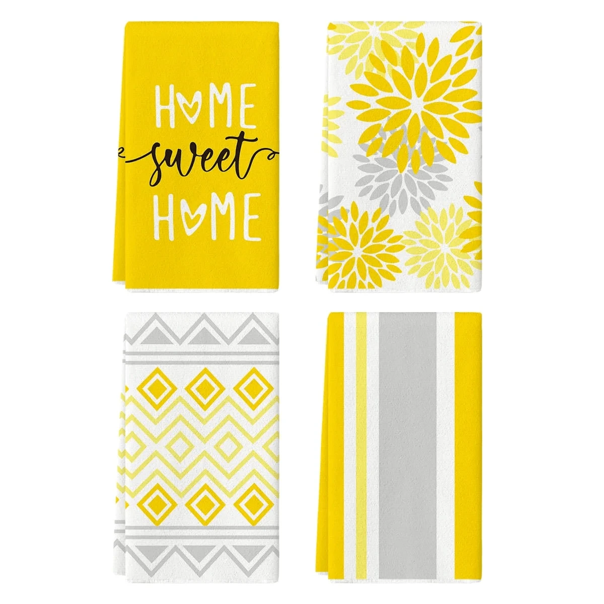 2/4pcs Yellow Striped Letter Print Kitchen Dish Cloths, Simple Farmhouse Style Decor, Reusable Washable Tea Towels, Suitable For Bright Home Kitchen