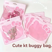 Sanrio Sacchetti di plastica con chiusura Hello Kitty di Sanrio - 50/100 pezzi di sacchetti piccoli e carini per snack/gioielli - Buste rosa kawaii a forma di cuore con chiusura richiudibile