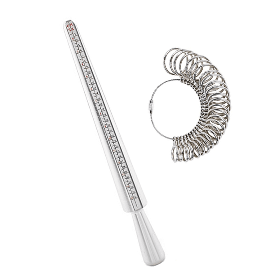 Set de 2 bucăți de instrumente pentru mărirea inelelor și a degetelor, include dorn de inel US-HK și dispozitiv de măsurare a inelelor, pentru realizarea de bijuterii cu inele și măsurarea degetelor