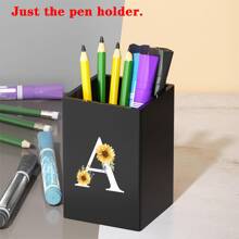 Praktischer acrylischer Stifthalter, Stiftbecher, minimalistischer Stiftehalter mit Namensschrift-Muster, multifunktionaler Schreibtischorganizer, Make-up Pinsel Aufbewahrung, stabile Bürozubehör, modernes Design, Studiendekoration