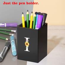 Praktischer acrylischer Stifthalter, Stiftbecher, minimalistischer Stiftehalter mit Namensschrift-Muster, multifunktionaler Schreibtischorganizer, Make-up Pinsel Aufbewahrung, stabile Bürozubehör, modernes Design, Studiendekoration