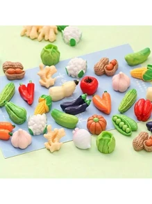10pcs/30pcs/50pcs Mini Fruit & Vegetable Resin Decor, Pumpkin, Corn, Chili Pepper, Peanut, Ginger Resin Small Models, Tabletop Decoration, Miniature Food Toys, Photography Props, Small Landscape Accents, Home Gifts, Party Favors