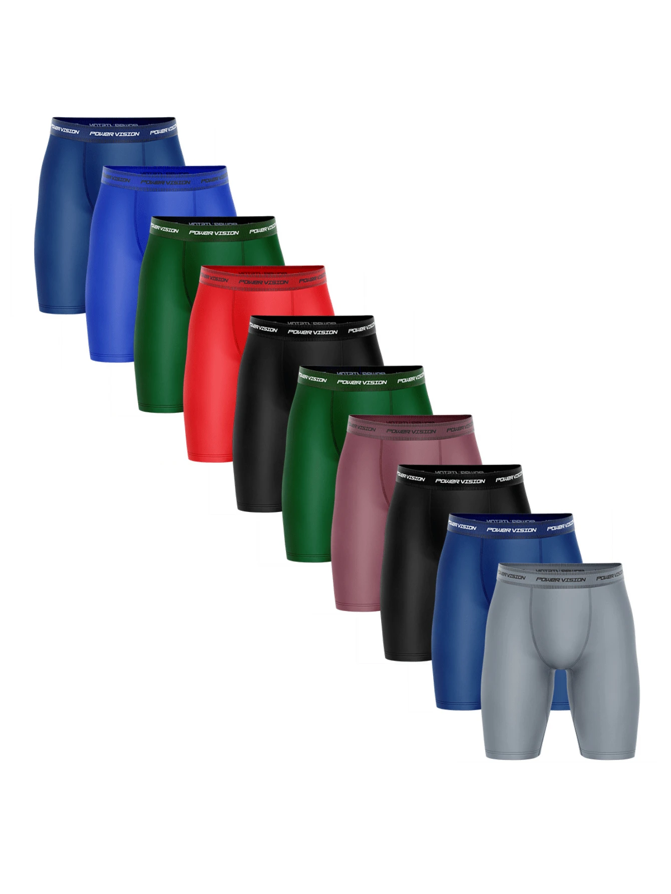 Kit 10 Cycling Boxer Briefs Long Leg Adult Microfiber Men's Cute & Fun Basic Sporty Casual - Multicolor - View 1