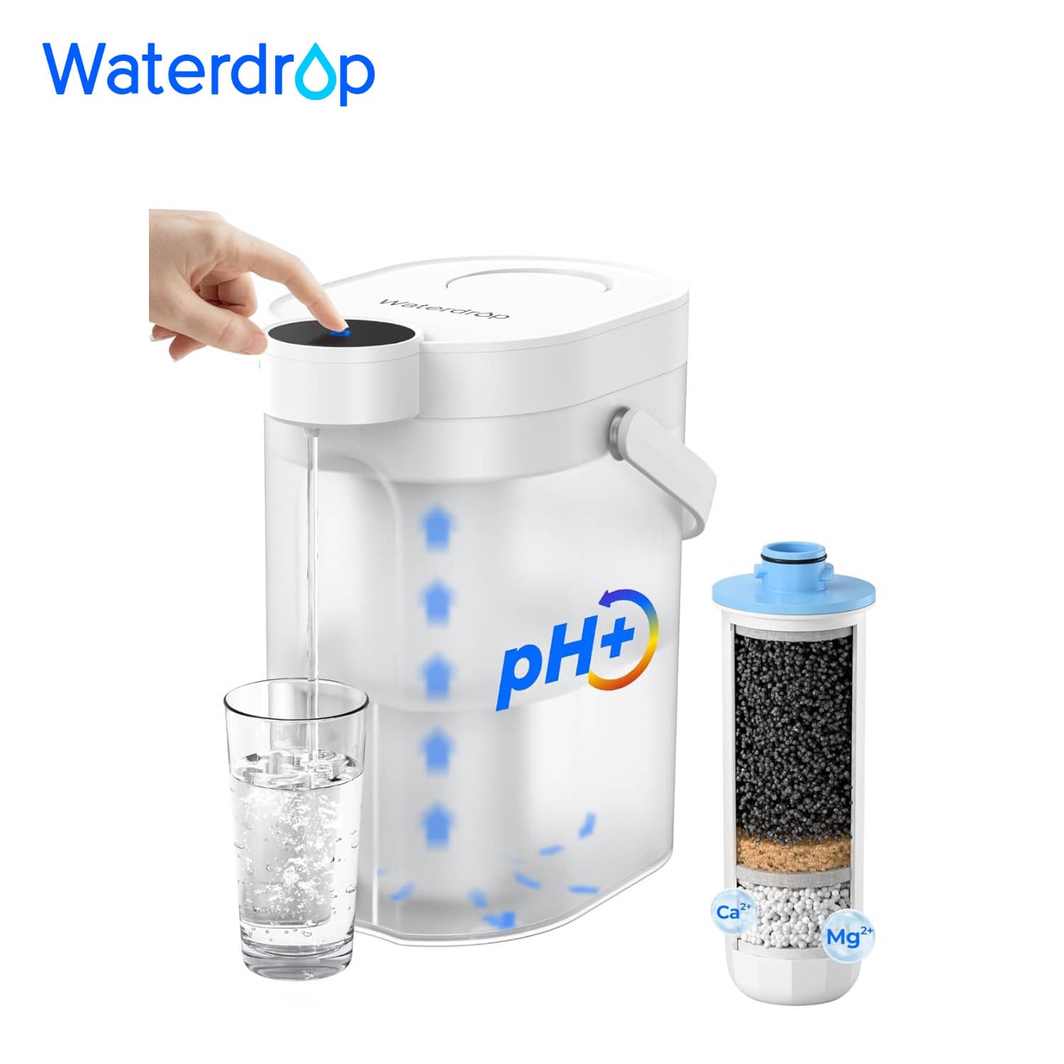 إبريق فلتر المياه القلوية Waterdrop، قابل لإعادة الشحن، 3.5 لتر، فلتر مياه كهربائي فوري ب- 6 مراحل، مياه قلوية معدنية صحية، فلتر مياه محمول على الطاولة، لا يقلل من إجمالي المواد الصلبة الذائبة - WD-ED11L - مشاهدة 1