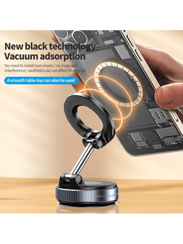 1pc Car Phone Holder, High-End Vehicle Mounted Phone Holder For Navigation, Multi-Function Magnetic Car Phone Stand - Foldable, 360° Adjustable Suction Cup Holder With Multi-Angle Adjustment, Car Phone Mount