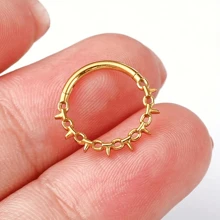 1pc 316 Stainless Steel Segmented Connected Nose Ring, Punk Style Ear Piercing Jewelry With Lock Chain Design, Spike Center Septum Ring, Suitable For Nose And Ear Cartilage Piercing, Sexy Unisex Body Jewelry