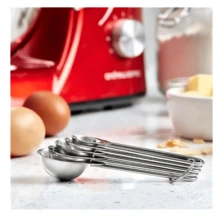 Kit de Medidores 9 Peças Profissionais Inox Cozinha e Restaurante + Espátula – 5 Colheres + 4 Copos Medidores + Espátula - Prata - Visão 3