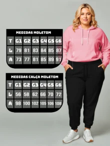 Women's Plus Size  Sweatshirt Set Casual Cold Weather Coat With Hood & Plain Pocket Basic Stylish Winter Tracksuit Long Sleeve Cold Weather Top And Pants - Baby Pink - View 6
