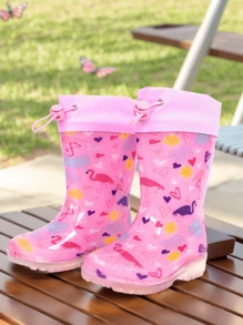 Bottes imperméables pour enfants avec flamants roses roses, à paillettes, pour l'extérieur. Chaussures de pluie antidérapantes, confortables, avec cordon de serrage, pour toutes les saisons
