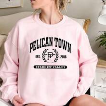 Pelican Town Crewneck Sweatshirt HG Stardew Valley Sweatshirt College Style - Pink - View 1
