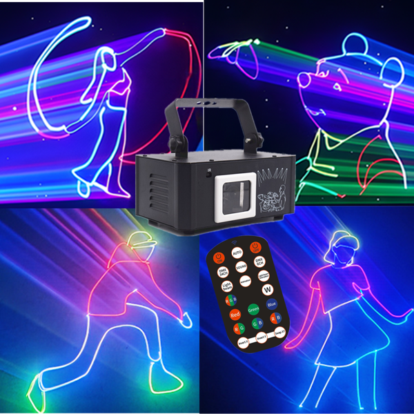 Luz de fiesta DJ Disco Luz de escenario profesional controlada por DMX512, voz y música, proyector de animación 3D RGB con patrón de rayo para fiestas interiores y exteriores, cumpleaños, bares, KTV, bodas, clubes, actuaciones en vivo y carnavales